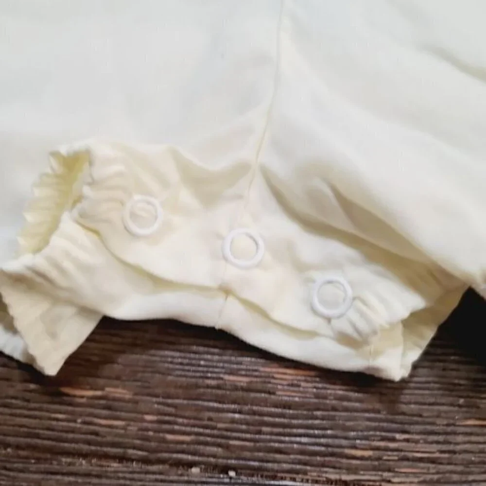 Vintage 70s 80s Pastel Yellow Embroidered Baseball Teddy Bear Train Baby Outfit
